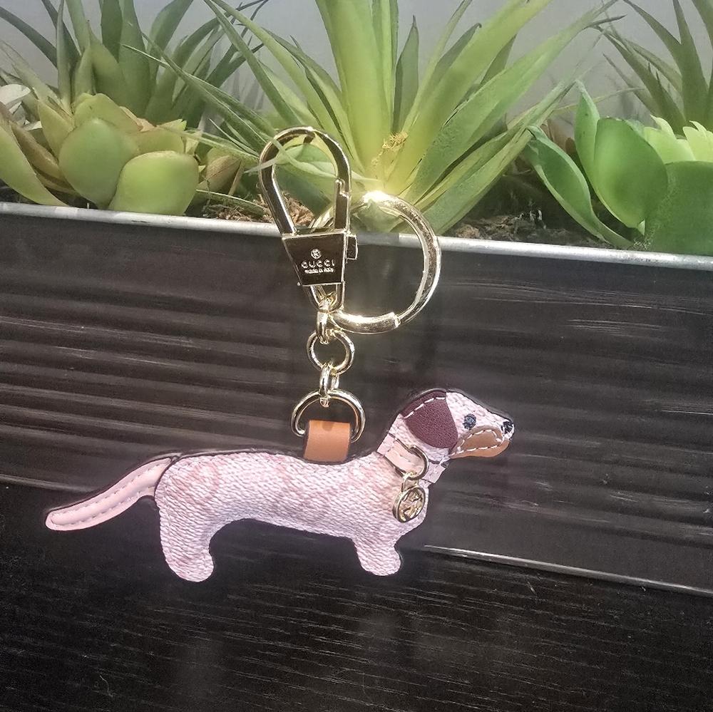 Gucci Pink and Brown Dog Keychain